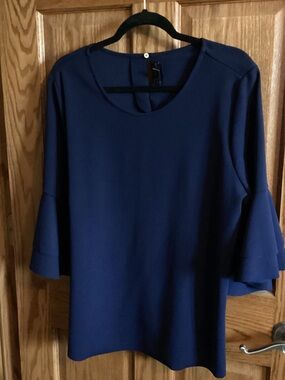 Lane Bryant Navy Bell Sleeve Tunic Top